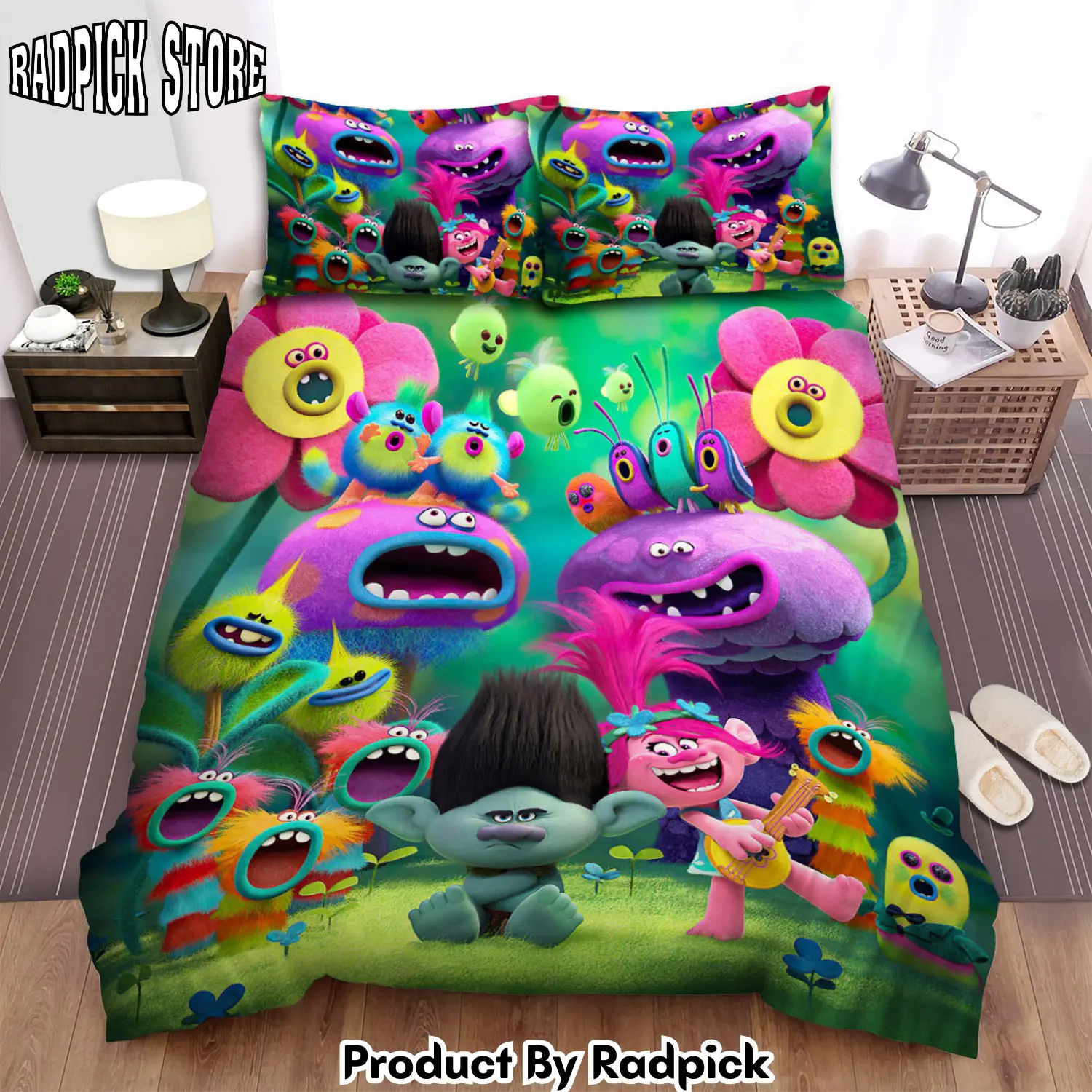 Radpick trolls poppy singing with the bugs and flowers bed sheets spread comforter duvet cover bedding sets rp327630
